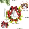 Corona de Guirnalda Artificial Navideña Decoración para Fiestas Navideñas en Casa Adorno Colgante Anillo de Guirnalda con Frutas Rojas Adorno para Colgar en la Puerta