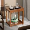 Mesa de té pequeña para el hogar, mueble auxiliar, mueble auxiliar de madera maciza, mesa de centro, tetera, cubo integrado, mueble para té