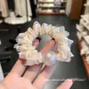 Elástico de cabelo branco pérola rendado estilo retrô coreano, tipo fada, para a parte de trás da cabeça, altamente elástico e durável