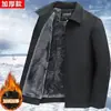 Roupa de outono e inverno para atividades ao ar livre para o pai, jaqueta grossa com forro de fleece para homens de meia-idade e idosos, roupas de algodão de inverno para avôs de 50 e 60 anos