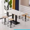Mesa de negociación engrosada, habitación de hotel en alquiler, restaurante de comida rápida, juego de mesa y sillas para té de burbujas y bocadillos, cafetería, mesa cuadrada pequeña de color pizarra