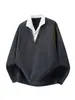 Sudadera con Patrón de Espiga de Trigo Gris Estilo Falso Dos Piezas para Hombre Otoño Estilo Old Money Camisa Polo Manga Larga Solapa Material para Esposo Conjunto Chaqueta