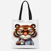 Bolsa de Lona con Estampado de Animalitos Pequeños Dibujados Tomando Café Sin Despertar, Venta Directa del Fabricante, Bolso de Mano, Bolsa para el Trabajo, Almacenamiento