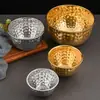Cuenco martillado de acero inoxidable estilo coreano, cuenco de ensalada creativo profundo, adecuado para bares, KTVs, fruteros y cocina casera, también se puede usar como batidor de huevos