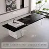 Mesa de Chá e Conjunto de Cadeiras em Madeira Cera do Norte Madeira Maciça Sala de Estar Ilha Escritório em Casa Mesa de Chá Mesa de Café Moderna Simples Preta