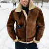 2023 Aliexpress Invierno Nuevo Chaqueta Integrada de Ante y Piel Sintética Chaqueta Cálida para Hombre Engrosada Bloqueo de Color