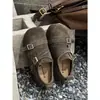 Otoño 2026 Nuevo Estilo Coreano Gamuza de Vaca Suela Gruesa Aumentador de Altura Hebilla Zapatos Casuales de Moda Mocasines para Mujer