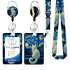 Novo Conjunto de Crachás com Estilo de Ilustração de Gato com Fivela de Puxar Fácil Porta-Crachá de Identificação Cordão Conjunto de Três Peças