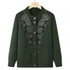 Elegante cárdigan de punto para mujeres de mediana edad y mayores, perfecto para otoño e invierno, un suéter de punto abierto de moda que se puede usar como capa exterior, una chaqueta de punto para madres
