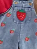 Ropa para Bebés Niñas 0-24M Niña Recién Nacida Primavera/Verano Camiseta de Manga Corta de Canalé + Pantalones Peto de Mezclilla Bordados
