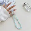 Ins estilo azul arco cadeia cordão do telefone móvel caso pingente diy anti-perdido fone de ouvido caso pulseira atacado