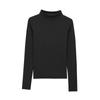 Exportação Transfronteiriça Roupas Femininas Outono 2025 Estilo Europeu e Americano Gola Alta Pequena Manga Longa Cor Sólida Slim Camiseta Tops para Mulheres M561456