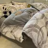Conjunto de cama simples de algodão puro escovado de quatro peças com toque de alta qualidade, capa de edredom espessa 100% algodão, lençol, conjunto de três peças com lençol com elástico