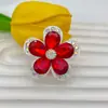 Aleación de Industria Pesada Hueca Diamante Flores de Cinco Pétalos Agujero Recto Cuentas Cadena de Teléfono Móvil DIY Colgante Llavero Accesorios de Bolígrafo con Cuentas