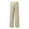 Pantalones Cargo Casuales Rectos Sueltos Unisex Estilo Retro High Street Americano Lavado Diseño Pintado a Mano para Hombre K2506