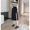 Falda Negra de Cintura Alta Nueva Verano 2026, Falda Línea A Talla Grande con Abertura Irregular, Falda de Largo Medio Adelgazante y que Realza la Altura