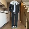 Nueva ropa de otoño para hombre: conjunto casual de dos piezas para hombre: sudadera con capucha de punto holgada de manga larga y pantalones deportivos rectos