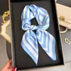 Pañuelo Geométrico Retro de Seda Imitación Estampada, Chal de Gama Alta, Pañuelo para el Cuello de Protección Solar, Pañuelo Cuadrado Pequeño, Pañuelo para la Cabeza, Bufanda para Mujer
