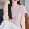 Elegante Camiseta Ligera de Punto Acanalado para Mujer, Nueva Camisa Base Lisa de Estilo Coreano de Verano con Mangas Volantes Rosas