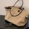 Bolsa Tote de Gran Capacidad con Estampado de Letras 2025 Bolsa de Lona de Algodón y Lino para Vacaciones Bolso de Hombro Bolso de Mano