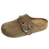 Estilo Old Money Clogs de Cuero Suave Birkenmuller Suela Suave Antideslizante Slip-On Marrón Retro Versátil Para Ir al Trabajo Persona Perezosa Punta Cerrada Medio Zapato