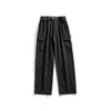 Vibe da Rua Principal Americana Calça Cargo de Faca Curva Retrô Masculina Outono Inverno Novo Lavada de Perna Reta Multibolsos Tendência Calça Longa
