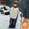 Jaqueta de Veludo Plus Size para Meninos Estilo Outono e Inverno Parka 2026 Novo Estilo Roupas de Inverno Infantis Veludo Plus Menino Bonito Corta-vento Jaqueta de Algodão
