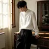Nueva camisa bordada de estilo chino para otoño e invierno, con cuello alto y manga larga, perfecta para bodas, compromisos y uso diario, con una caída fluida
