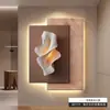 Pintura Decorativa para Vestíbulo Pintura de Pared Abstracta Geométrica de Alta Gama Pintura para Pared de Sala de Estar Minimalista Pasillo de Entrada Frente Directo a la Puerta Lámpara de Pared para Pasillo