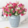 Flor artificial flor falsa flor decorativa 18 botões retos rosa para casa casamento interior e exterior flor de plástico decorativa