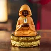Decoração de mesa raposa meditando inspirada em Zen, estátua genuína de píton Huhuangchang para exibição em altar com base de lótus, pode ser usada para armazenamento, disponível para atacado