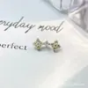 Aretes de doble trébol y flor pequeña de aleación de titanio F136, anillos para labio con rosca interna de titanio G23 y circonita cúbica, joyería para piercing