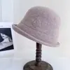 Sombrero de Pescador de Ala Ancha con Forma de Espiga de Trigo Estilo Nacional Retro, Gorro de Punto de Lana Australiana para Otoño e Invierno, Sombrero de Cubo con Hilo Dorado y Plateado