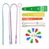Amazon Set de Ensartador de Cuerda Elástica Largo Plástico Guía de Banda Elástica Ensartador de Doble Agujero Pinza para Ensartar