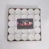 Venta al por mayor de velas 50 en caja carcasa de aluminio sin humo vertido cera de té diseño de hotel decoración de confesión brillante cera de té blanca