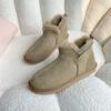 Botas de Nieve de una Pieza para Hombre de Piel de Oveja de Caña Baja para Otoño e Invierno, Zapatos de Hombre Gruesos de Terciopelo Cálidos, Botas de Hombre Slip-On para Conducir