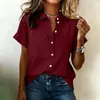 2026 Nova Estação Independente da Amazon Cruzamento Europeu e Americano Manga Curta Casual Elegante Camisa Feminina Novo Item Quente