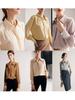 Camisa de Seda Pesada para Mujer, Nuevo Estilo Primavera/Verano 2026, Color Sólido Manga Larga Georgette Doble de Seda Elástica 19 Momme Top