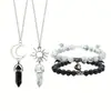 Pulseira colar 8mm 4 peças pinho branco preto fosco casal amor ímã sucção pulseira colar sol lua