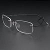 Armazón de Gafas de Negocios de Aleación de Titanio para Hombre y Mujer Integrado Sin Tornillos Ligero para Miopía Armazón de Gafas Simple Sin Montura