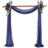 Decorações de Casamento Populares de Gaze Transfronteiriça para Arcos de Gramado ao Ar Livre, Cortinas de Arranjo de Casamento, Cortinas de Chiffon com Pérolas