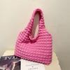 Moda Bolsa de Ombro Bolha de Grande Capacidade Feminina 2024 Verão Nova Bolsa Simples Cor Sólida Xadrez Bolsa Nas Axilas