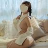 Suéter Sexy Backless Pure Desire da Coruja Noturna, Body Estilo Japonês Anime Backless de Gola Alta com Cinta-Liga