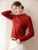 Suéter de Cachemir Sencillo de Cuello Medio Alto para Mujer Cálido Otoño/Invierno Nuevo Estilo Punto de Cachemir de Cabra Moda Puntos de Colores Versátil Capa Base