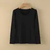 Roupas de algodão femininas para outono, suéter de algodão fino para usar por baixo, suéter térmico de manga longa para outono e inverno, blusa térmica de gola redonda