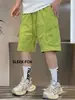 Moda Verão 2026 Shorts Casuais Masculinos Estilosos Estilo Workwear com Bolsos, Cintura Elástica, Shorts Esportivos Versáteis Tendência