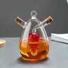 Botella de Vino Botella de Salsa de Soja Vinagre Botella de Condimento Botella de Aceite y Vinagre de Doble Uso Olla de Aceite de Vidrio Suministros de Cocina Creativos Botella de Condimento Sellada Botella de Aceite y Vinagre