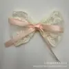 Pinza para el pelo con lazo de retazos de encaje rosa para niña, goma para el pelo, pinza para flequillo, pinza doble, pinza lateral, broche para mujer