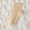 Calcetines de Encaje para Mujer, Calcetines de Media Pantorrilla para Otoño e Invierno, Calcetines de Algodón Lisos Estilo Japonés Dulce, Calcetines con Volantes Lolita Jk, Calcetines para Mujer de Primavera y Otoño
