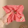 Lenço Quadrado Vazado Branco Cereja de Renda Feito à Mão Scrunchie Doce Feminino Rabo de Cavalo Elástico de Cabelo